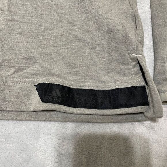 Adidas Shirt Mens Large L Grey 1/4 Zip Athletic Stretch Logo Mock Neck - Picture 4 of 9